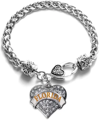 Vista 34 de Pulsera de plata con dije de corazón pavé con joyas de circonita cúbica