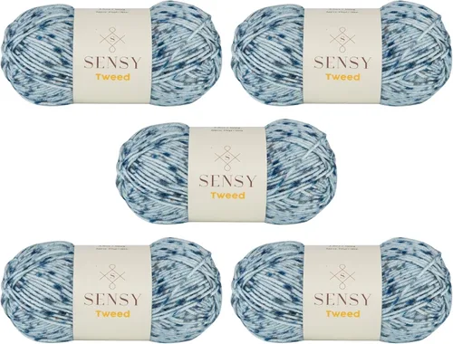 Vista 18 de S Sensy Tweed - Hilo mediano calibre acrílico #4 de primera calidad, color azul, 213 yardas, 4 onzas