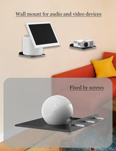 Vista 4 de Estante de montaje en pared para altavoces inteligentes compatible con Echo 4/5, Echo Show 5/8/10, Echo Studio, Pop, Homepod, Sonos, estante