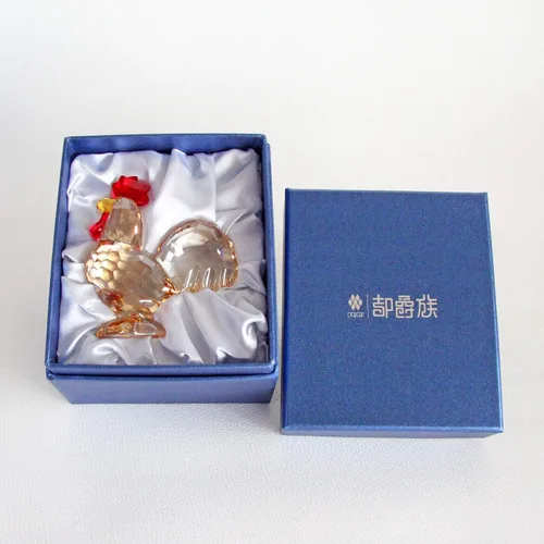 Vista 7 de Figura decorativa coleccionable de animales de gallo de cristal, decoración del hogar (dorado)
