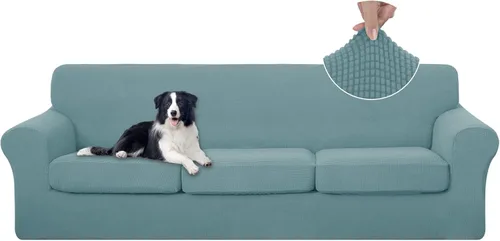 Vista 22 de U-NICE HOME Funda elástica para sofá de 3 piezas, funda de sofá lavable con cojín de asiento individual para sofá de 2 cojines, apta para mascotas