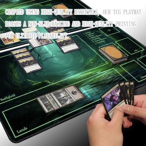 Vista 4 de Tapete de juego MTG tamaño 24x14 pulgadas, bolsas de almacenamiento gratuitas, respaldo antideslizante, impresión, ideal para entusiastas