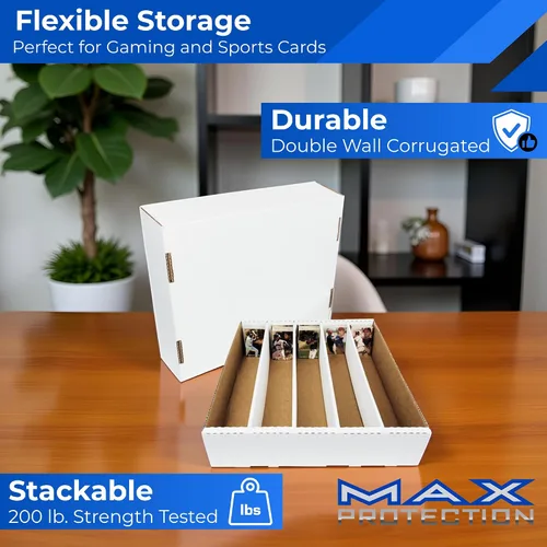 Vista 5 de Max Protection Caja de almacenamiento de tarjetas TCG de 5 filas – Caja de almacenamiento de tarjetas a granel de 5000 unidades para tarjetas