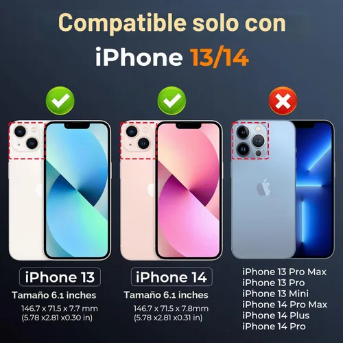 Vista 2 de Funda HakkTaoo para iPhone 13/iPhone 14 de 6.1 Pulgadas con Funda Deslizante para Cámara + Protector de Pantalla (2 Paquetes), Funda Protectora a