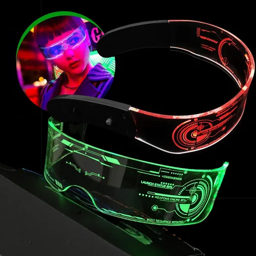 Vista 2 de 2 pares de lentes de sol futuristas Gafas LED para fiestas Gafas de sol con luz LED para hombres y mujeres Gafas de sol LED para fiestas