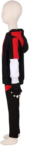 Vista 4 de Sudadera con capucha de manga corta para niños con capucha para Halloween con capucha manga larga con cremallera sin botones