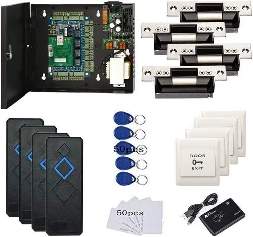 Vista 13 de Cerradura de huelga eléctrica completa TCP/IP red de control de acceso de una sola puerta Kits de sistema con fuente de alimentación de metal de 110
