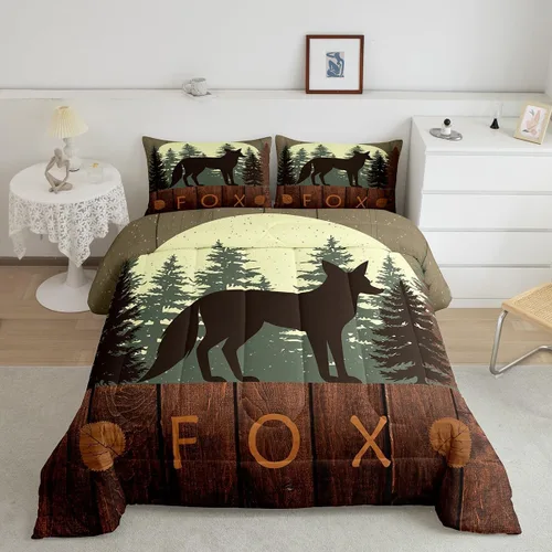 Vista 16 de Castle Fairy Cute Giraffe Bedding Set Twin Size 2 Pcs,Lodge Cabin Jungle Rustic Style Comforter Set for Kids Teens Adults,Wild Animal Pine Trees