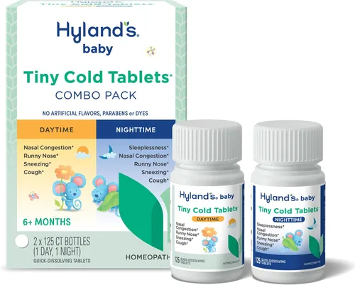 Vista 10 de Hyland's Baby Tiny - Tabletas para el resfriado durante el día, para bebés y bebés, descongestionante, secreción nasal y alivio de la tos, 125