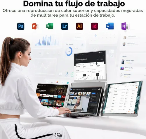 Vista 4 de Ladomi Extensor de pantalla para portátil de 16", extensor de monitor