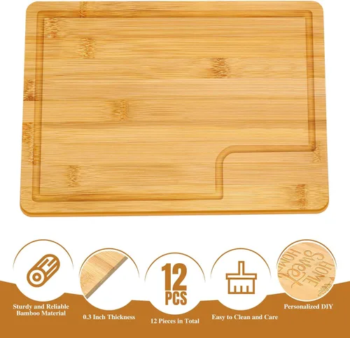 Vista 2 de Lincia - Tabla de cortar de bambú con ranura para jugo, 12 x 7.5 pulgadas