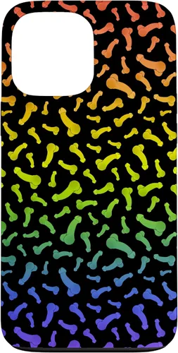 Vista 24 de Funda negra con diseño de pene o polla arcoíris para iPhone 17