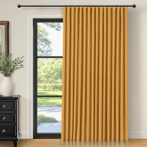 Vista 28 de INOVADAY Cortinas térmicas para puerta corredera 100% opacas para dormitorio, cortinas de puerta corrediza de vidrio extra anchas para patio, lino