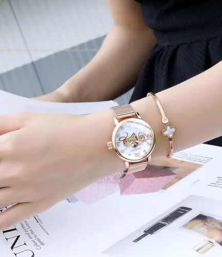 Vista 4 de Sweetbless Mechanical Reloj de pulsera analógico esqueleto auto-viento automático reloj