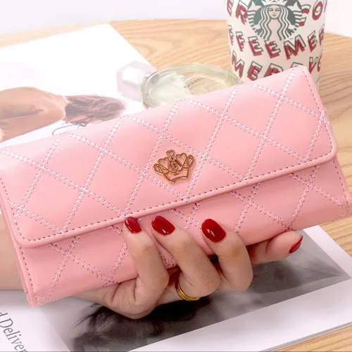 Vista 5 de NEWANIMA Billetera para mujer, para múltiples tarjetas, dos pliegues, de cremallera larga, cartera de mano, Estilo3-Rosa), NA