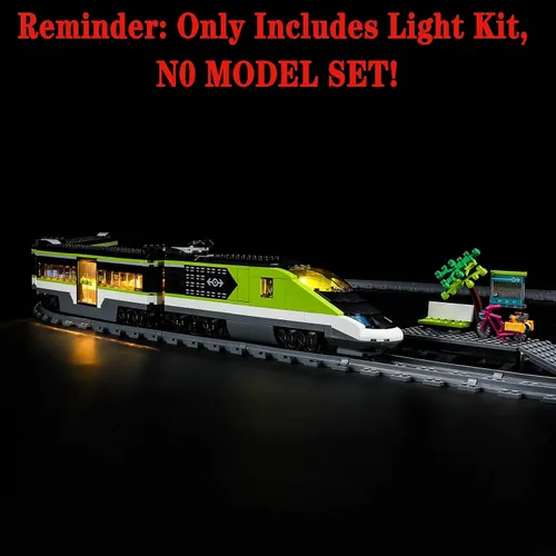 Vista 4 de Juego de luces LED compatibles con Lego 60337 Express Passenger Train City Building Blocks Model - Juego de modelos no incluidos