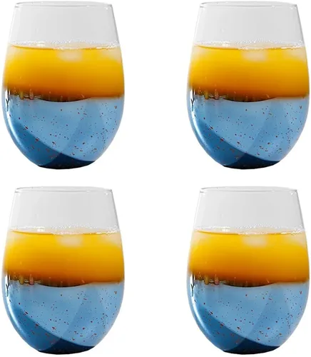 Vista 12 de Juego de 2 copas de vino de cristal azul, copas de cielo estrellado para boda y champán (2, flauta de champán, cielo estrellado azul)