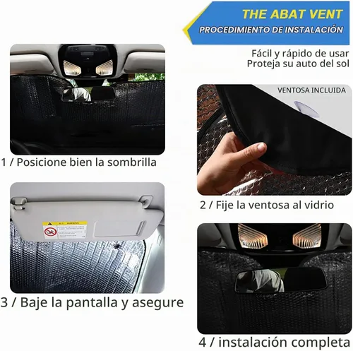 Vista 2 de Qilmy Parasol plegable para parabrisas de automóvil, diseño de ojo de gato negro, protector solar UV, 55 x 27.6 pulgadas