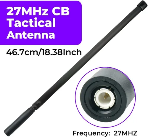Vista 2 de Antena táctica de radio CB de 27 MHz, 18.4 in/18,38 pulgadas, conector macho BNC, antena de radio para QYT CB-27 CB-58 Radio marina de mano