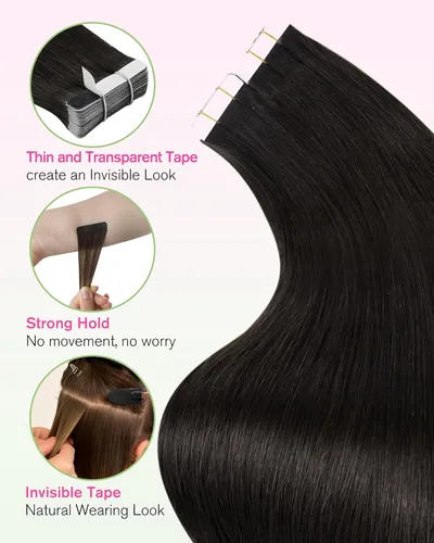 Vista 67 de YoungSee Extensiones de Cabello Humano con Cinta Balayage Extensiones de Cabello con Cinta Marrón Oscuro Extensiones de Cabello con Cinta Ombre