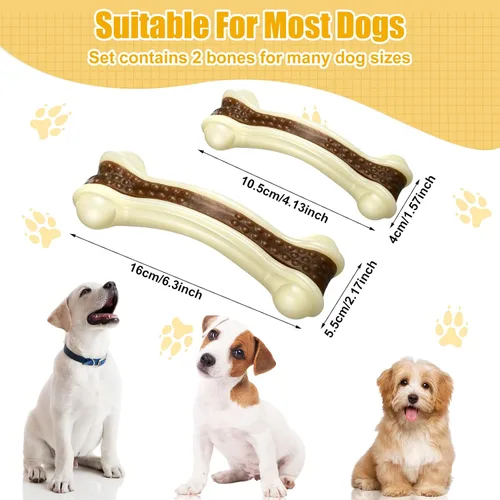 Vista 2 de Sosation Juguetes para perros en forma de huesos para masticadores agresivos, paquete de 2 juguetes navideños para masticar perros, dentición