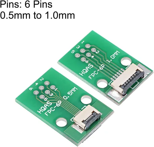 Vista 2 de uxcell FFC FPC 6 Pin 0.020 in 0.039 in Paso a DIP 0.079 in PCB Convertidor Junta Pareja Extender Adaptador