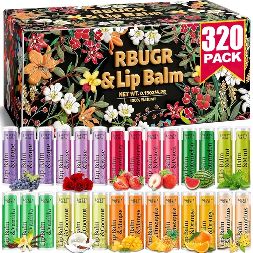 Vista 17 de RBUGR Bálsamo labial a granel, 126 unidades, bálsamo labial hidratante orgánico natural con 12 sabores para labios agrietados, paquete a granel