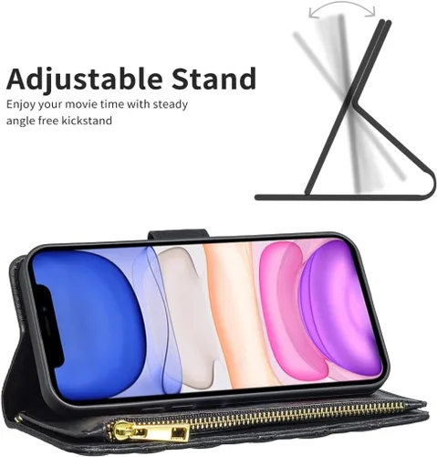 Vista 2 de Asuwish Funda de teléfono para iPhone 11 Pro Max 6.5 con protector de pantalla de vidrio templado y tarjetero de cuero con tapa para tarjetas