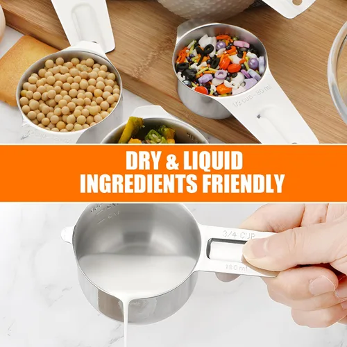 Vista 5 de Juego de tazas y cucharas medidoras perfecto para ingredientes secos y líquidos, 13 piezas