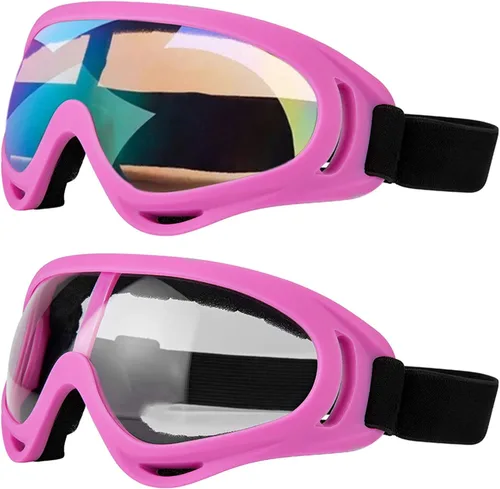 Vista 18 de LJDJ Gafas de motocicleta – Juego de 2 gafas – Dirt Bike ATV Motocross anti-UV ajustable para montar fuera de carretera protección combate táctico