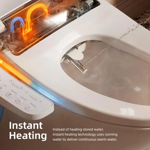 Vista 4 de Asiento de inodoro eléctrico BRAVAT® alargado, calentado, cierre suave Front/Rear wash, Instant heated seat&warm water&air dryer, Night light