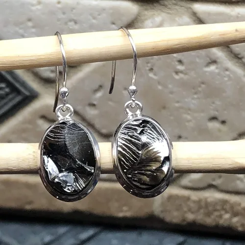 Vista 6 de Pendientes de plata de ley 925 natural Shungite 0.984 in