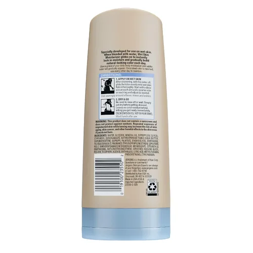 Vista 9 de Humectante para piel húmeda Natural Glow de la marca Jergens Bronceado sin sol, aplicación de piel húmeda, desarrollo gradual de color, resultados
