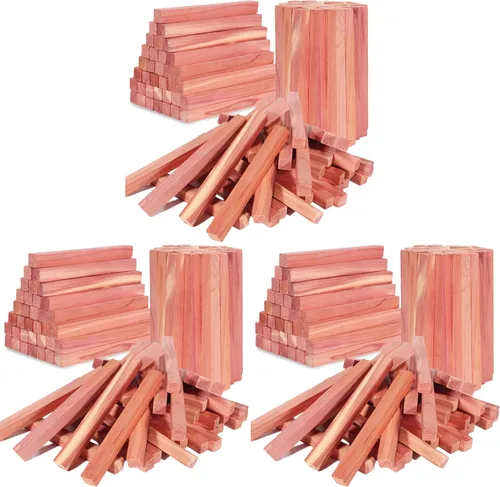 Vista 8 de UNIVIVO 50 PIEZAS Bloques de Cedro para Almacenamiento de Ropa, 100% Palitos de Cedro Rojo Aromático para Closet, Guardarropa, Cajones