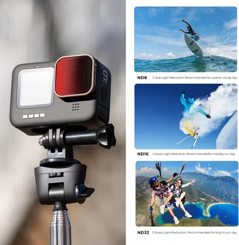 Vista 3 de K&F Concept - Juego de 4 filtros para lentes ND8 ND16 ND32 CPL, compatible con GoPro Hero12 / Hero11 / Hero10 / Hero 9 Black, kit de filtros