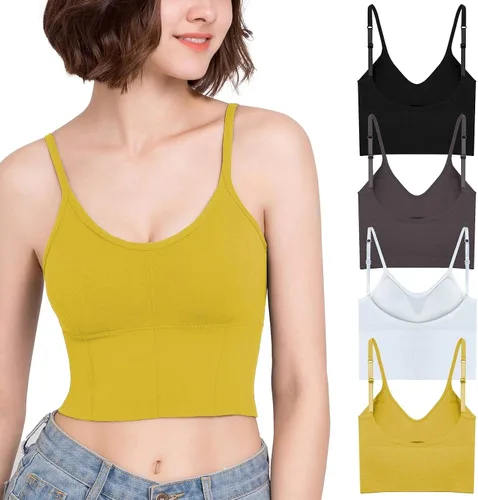 Vista 2 de Eleplus Brasier cómodo para dormir de 4 piezas para mujer, brasier sin varillas, acolchado, paquete de 4