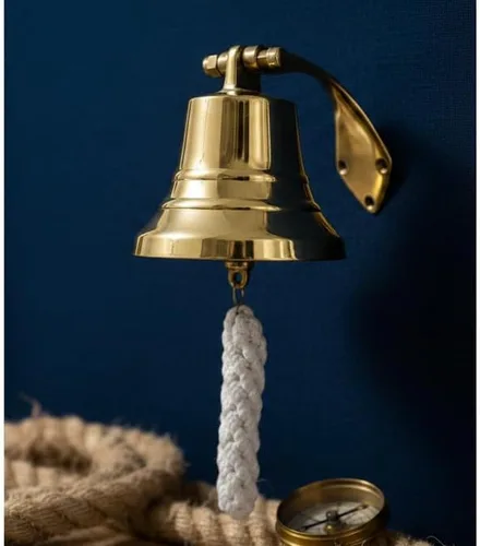 Vista 4 de Campana náutica para colgar en la pared, campana de cena para interiores y exteriores, campanas de decoración (D-3 pulgadas H-3 pulgadas, latón)