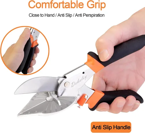 Vista 2 de Tijeras de inglete, 1 paquete, tijeras multifuncionales para corte angular de moldeo y recorte, herramienta de corte redondo ajustable de 45 a 135