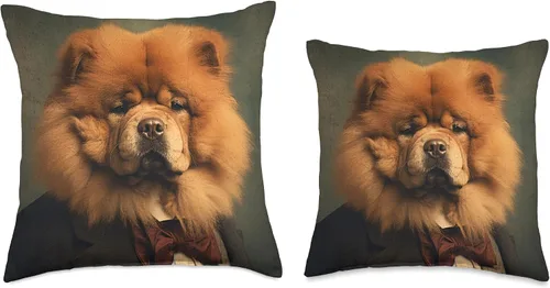 Vista 3 de Chow Chow Axisone Chow Dog Portrait Renaissance - Divertida almohada para mamá y papá, 16 x 16 pulgadas, multicolor
