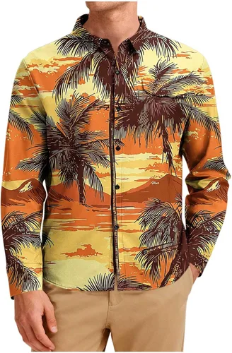 Vista 19 de Camisa hawaiana de manga larga con botones florales tropicales para hombre, camisas de playa con estampado de flores, camisas casuales de viaje