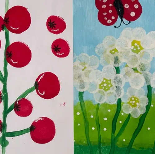 Vista 5 de Juego de 20 brochas redondas de esponjas, 4 tamaños, herramientas de pintura para niños