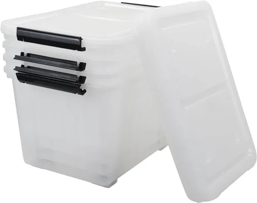 Vista 7 de Cajas de almacenamiento de 50 cuartos de galón con ruedas, cubos grandes de plástico para almacenamiento, juego de 4