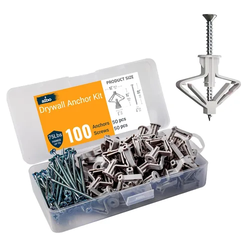 Vista 12 de Kit de anclaje para paneles de yeso Albo Anclajes de pared huecos con tornillos 50 piezas. (Anclaje gris 25 piezas + tornillos 25 piezas) Anclajes