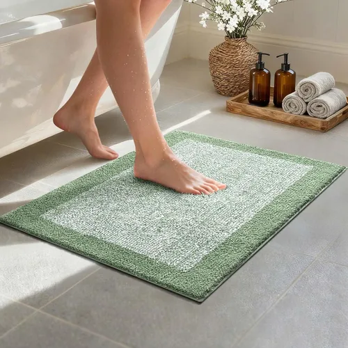 Vista 99 de Alfombras de baño de 17 x 24 pulgadas, antideslizantes, lavables, color gris, para bañera, tapete de baño para baño, tapete suave y absorbente