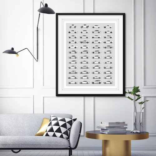 Vista 3 de Idea Network Póster hecho a mano compatible con Ford Print Wall Art Decoración hecha a mano de lo mejor de las generaciones de Ford, Historia Ford