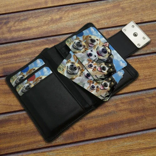 Vista 3 de Dogs Smile Selfie Retriever - Juego de 4 fundas para tarjetas de crédito con bloqueo RFID