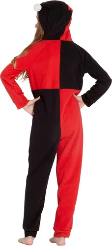 Vista 3 de DC Comics - Disfraz de Harley Quinn para niña, traje de una pieza, traje de pijama de criador, Multi