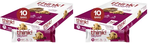 Vista 13 de think! Delight Barras de proteínas, bajas en carbohidratos, sin gluten, pastel de mousse de chocolate, 10 unidades (el embalaje puede variar)