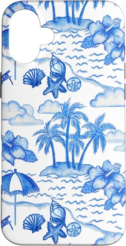 Vista 22 de Funda para iPhone 16 Coastal Nieta Preppy Hawaiian Hibiscus Coconut Girl