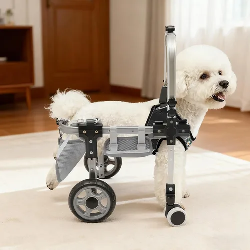 Vista 2 de 2 Wheels Dog Wheelchair for Back Legs, Pet Hind Limb Rehabilitation, Older,Disabled, Dog Wheelchair Cart w/ Disabled Hind Legs Walking, Fits Small